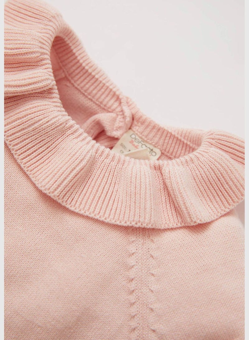 DeFacto BabyGirl Regular Fit Frill Neck Long Sleeve Tricot Pullover - Image 2
