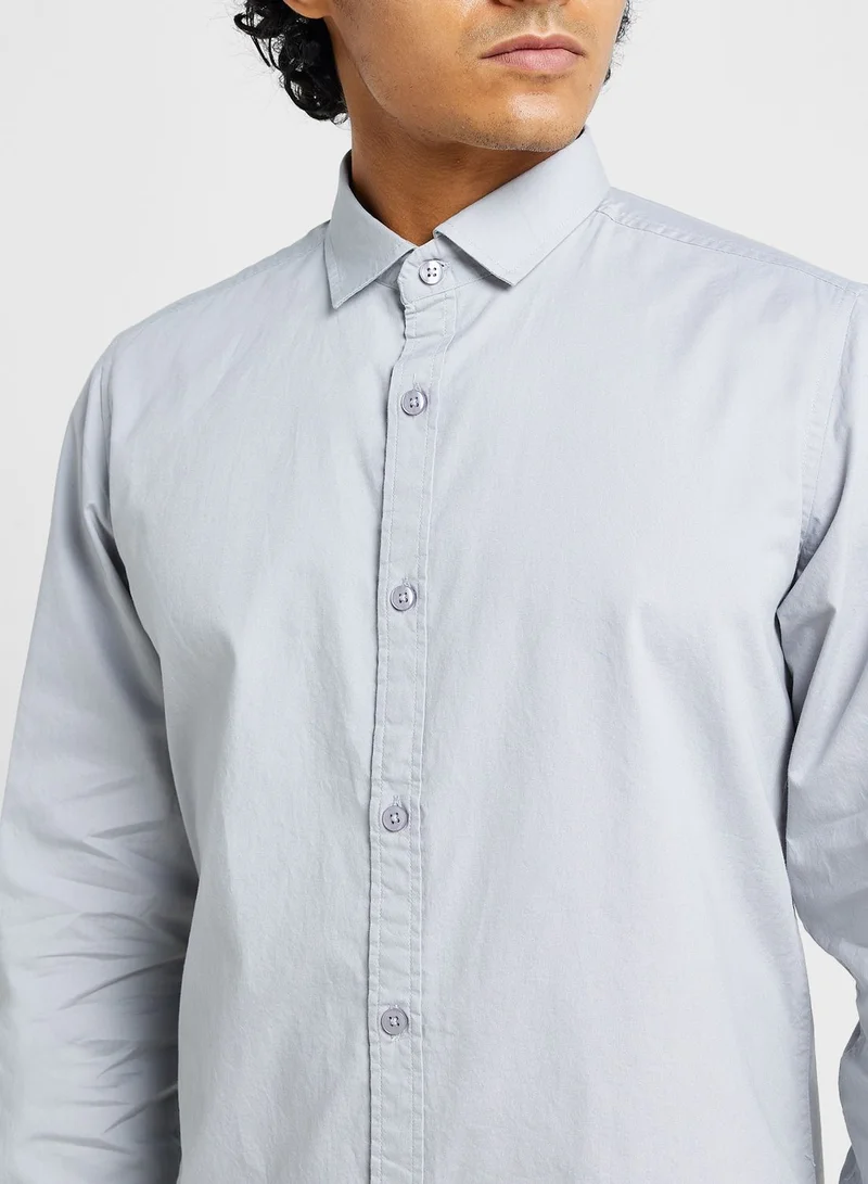 Seventy Five Premium Twill Slim Fit Pure Cotton Casual Shirt