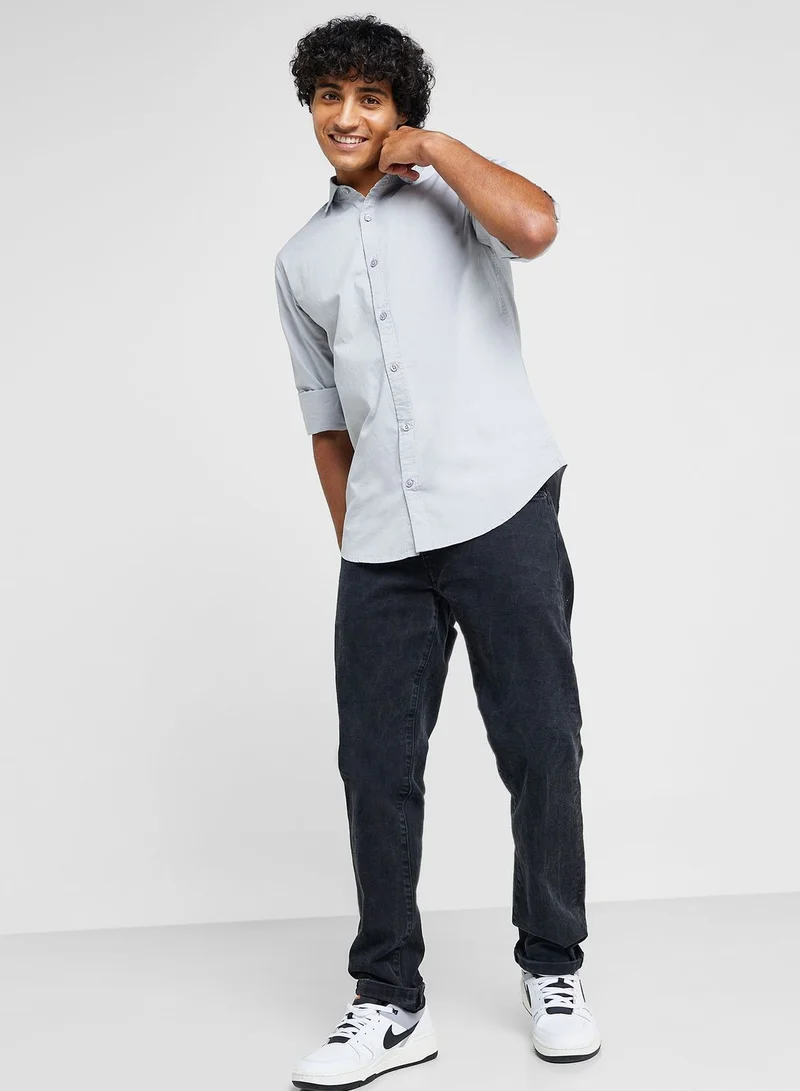 Seventy Five Premium Twill Slim Fit Pure Cotton Casual Shirt