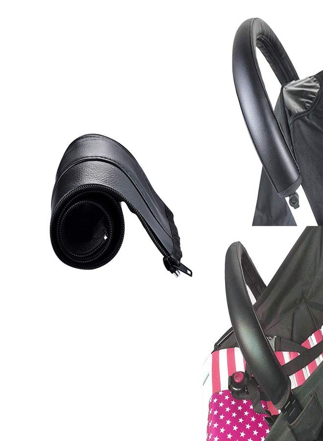 DAYSTART Universal Stroller Handlebar Cover – PU Leather Armrest Sleeve for Baby Strollers, Dustproof and Protective Grip for Infant and Toddler Prams, Black - Image 1