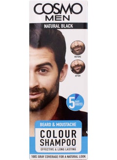 COSMO Cosmo Men Beard and Moustache Colour Shampoo Natural Black 180ml ...