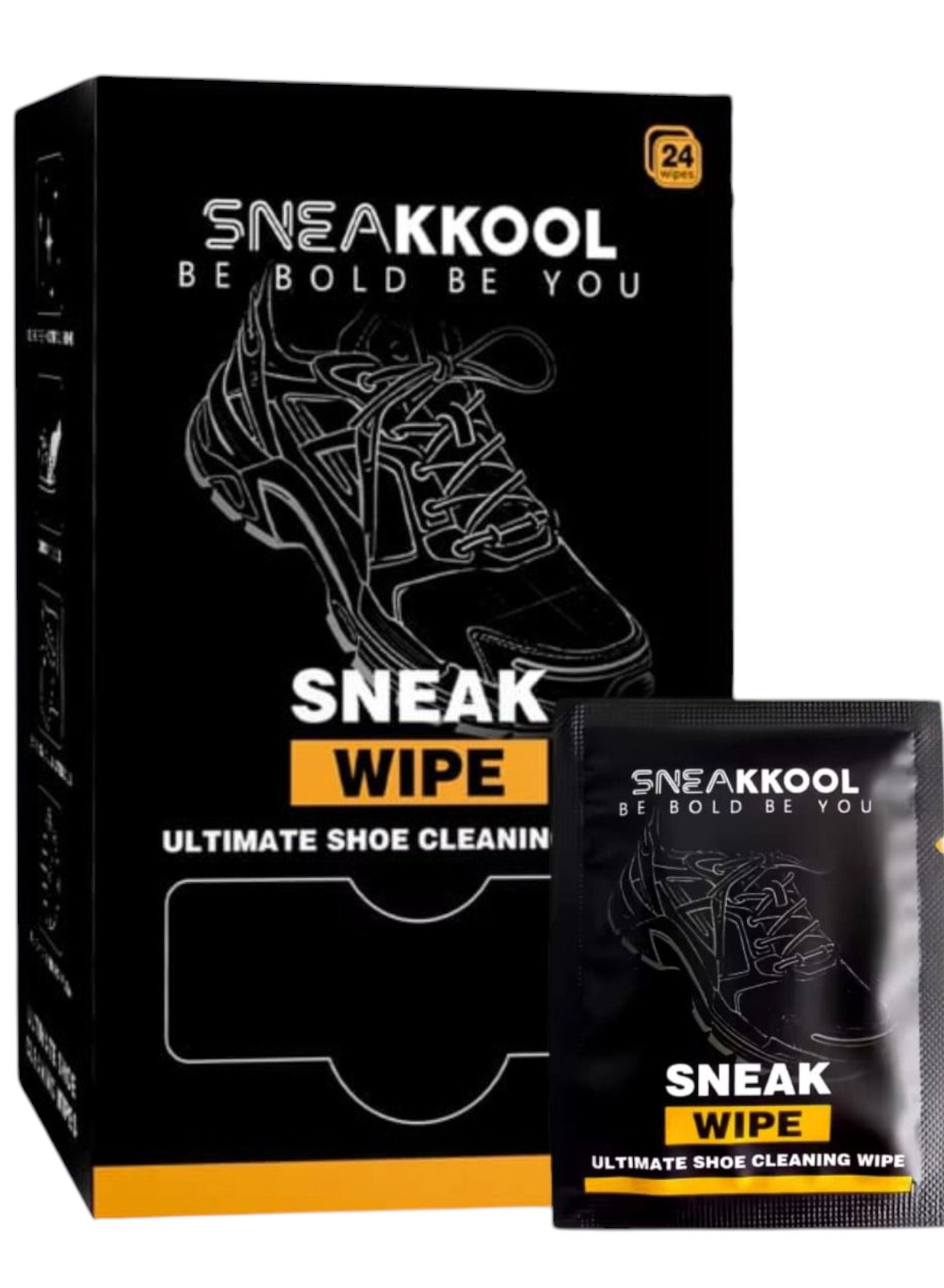 Pack of 24 Sneakkool Sneaker Cleaning Wipes – Individually Wrapped, Dual-Texture Shoe Wipes | Biodegradable, Travel-Friendly & Instant Clean