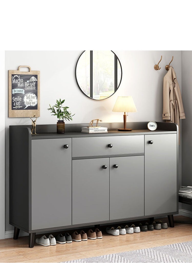 MUZIIHE Modern European-style shoe cabinet, household door corridor entrance foyer cabinet, indoor corridor entrance multi-layer storage cabinet, foyer cabinet integrated simple shoe rack, 3 layers, 4 doors, 27 inches, 140*84*30 cm  - Image 5