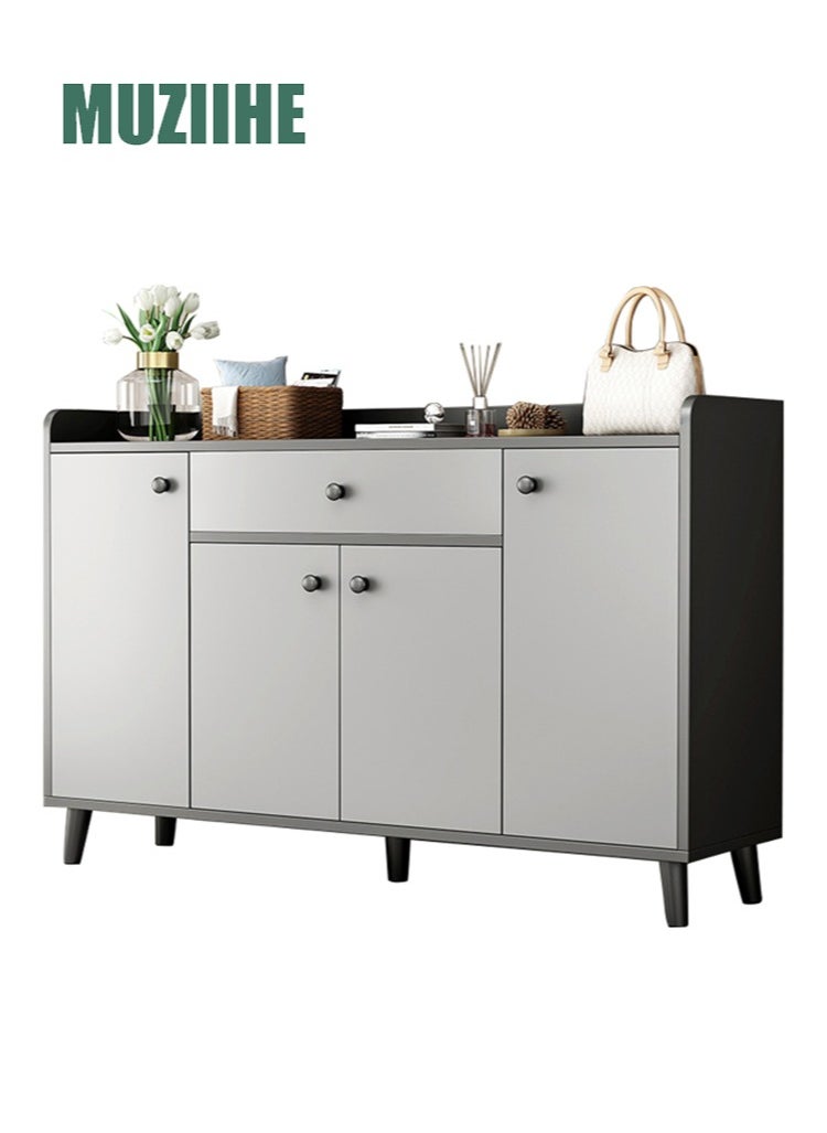 MUZIIHE Modern European-style shoe cabinet, household door corridor entrance foyer cabinet, indoor corridor entrance multi-layer storage cabinet, foyer cabinet integrated simple shoe rack, 3 layers, 4 doors, 27 inches, 140*84*30 cm  - Image 2