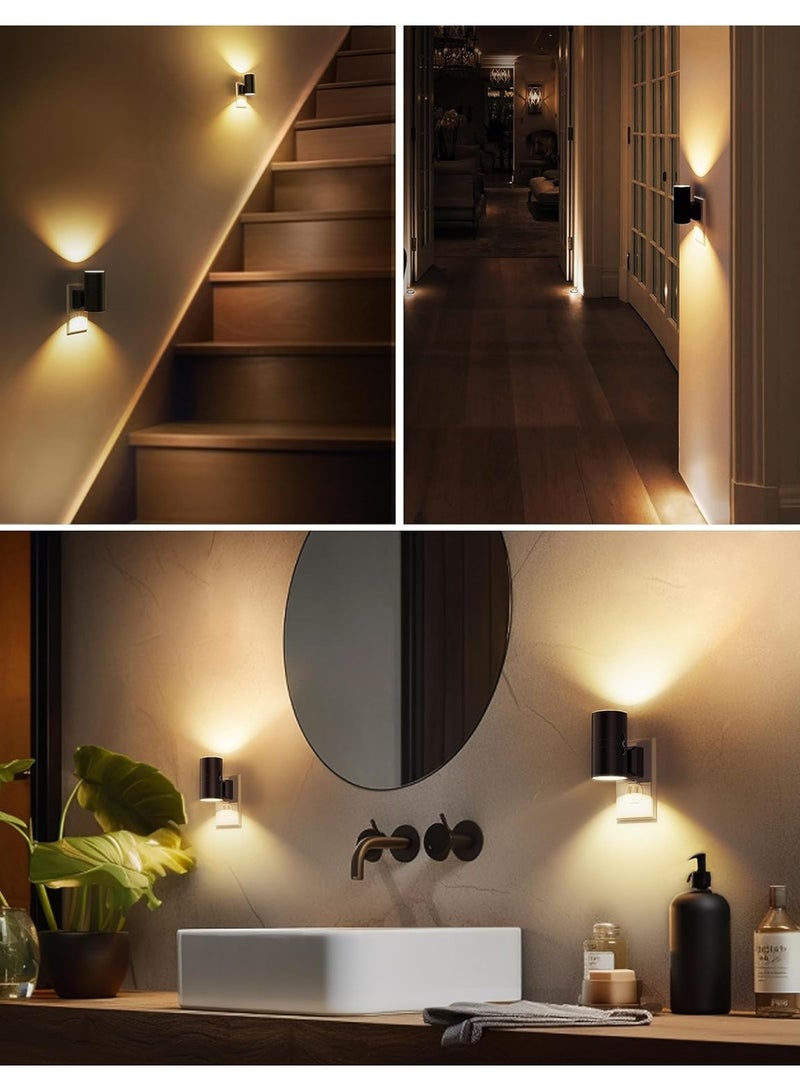 ضوء ليلي يوصّل بالقابس، أضواء ليلية عصرية توصل في الحائط، مستشعر من الغسق إلى الفجر، أبيض ناعم 3000K، سطوع قابل للتعديل 0-100 لومن، أضواء ليلية قابلة للتعتيم للردهة، غرفة النوم، السلالم، عبوة من 2 - Image 3