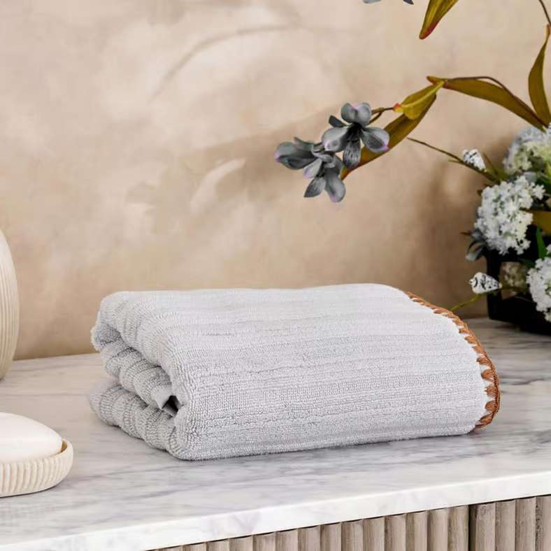 Pan Home Ribbed Zero Twist Hand Towel - Grey - Image 1