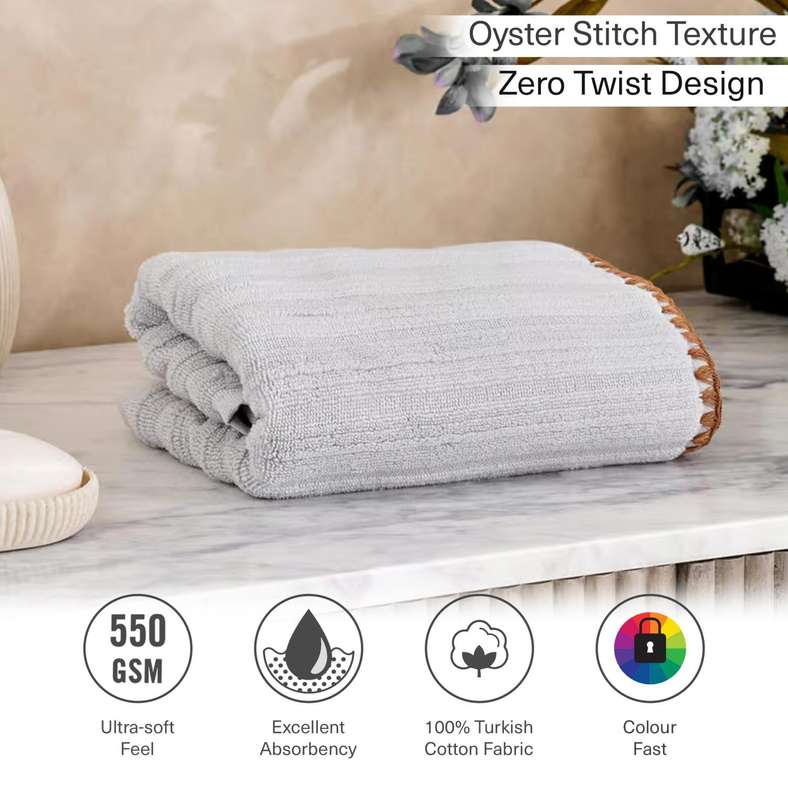 Pan Home Ribbed Zero Twist Hand Towel - Grey - Image 5