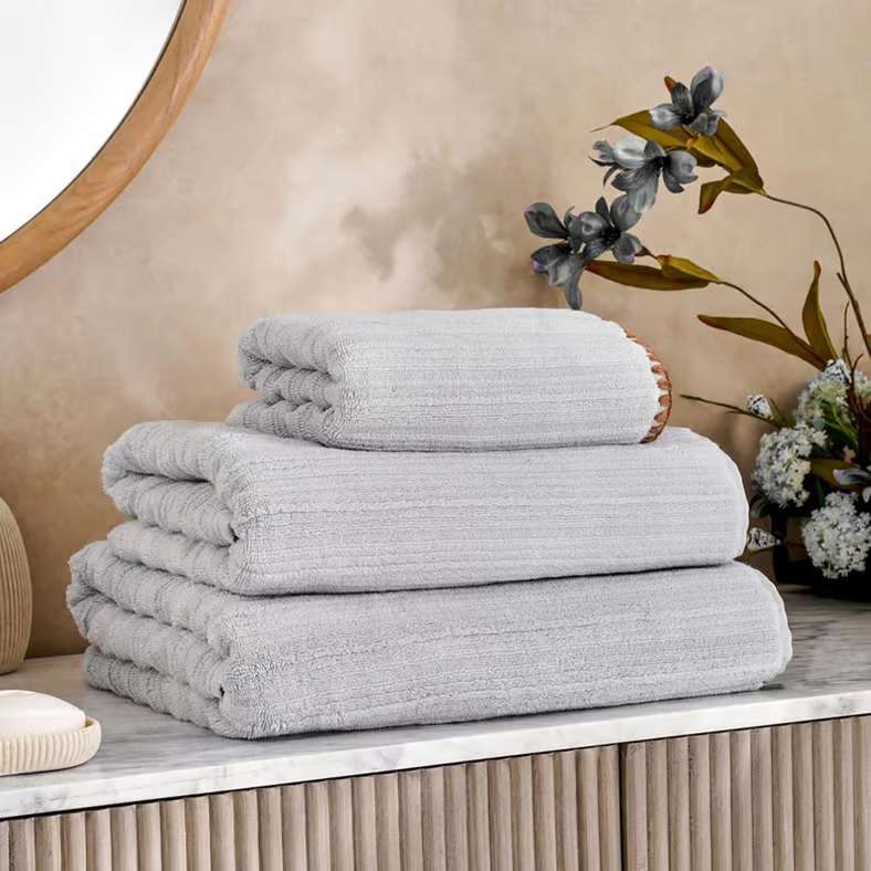 Pan Home Ribbed Zero Twist Hand Towel - Grey - Image 3