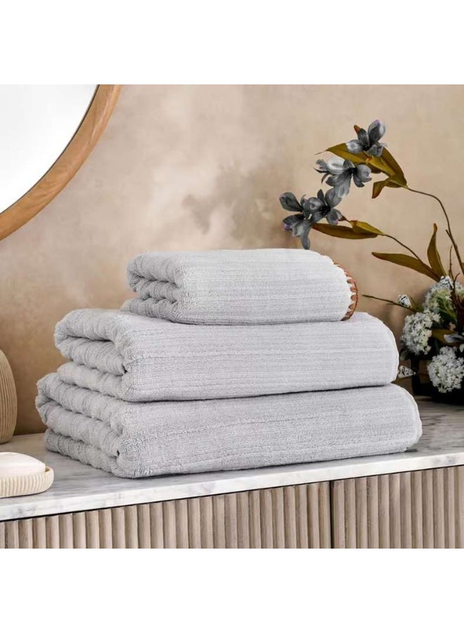 Pan Home Ribbed Zero Twist Hand Towel - Grey - Image 3