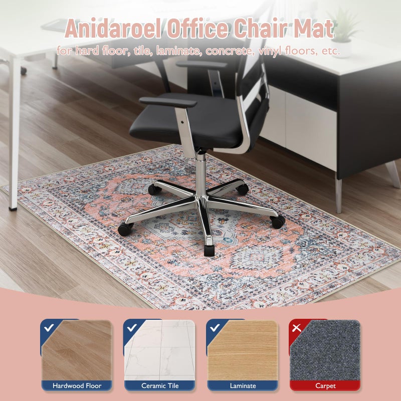 Anidaroel 36"x48" Chair Mat for Hardwood Floor/Tile Floor, Desk Chair Mat for Home Office, Under Desk Rug for Rolling Chair, Anti-Slip Office Rugs for Rolling Chairs, Large Floor Protector Rug - Image 3