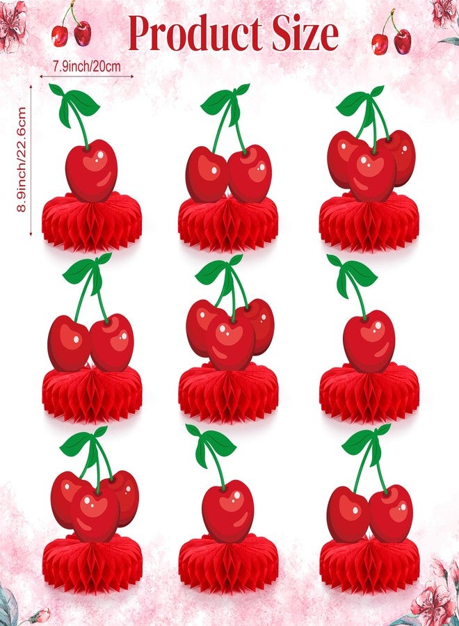 Faccito 9 Pcs Cherry Honeycomb Centerpiece Cherry Party Decor Cherries Paper Table Centerpieces for Birthday Baby Shower Party Supplies Decor - Image 2