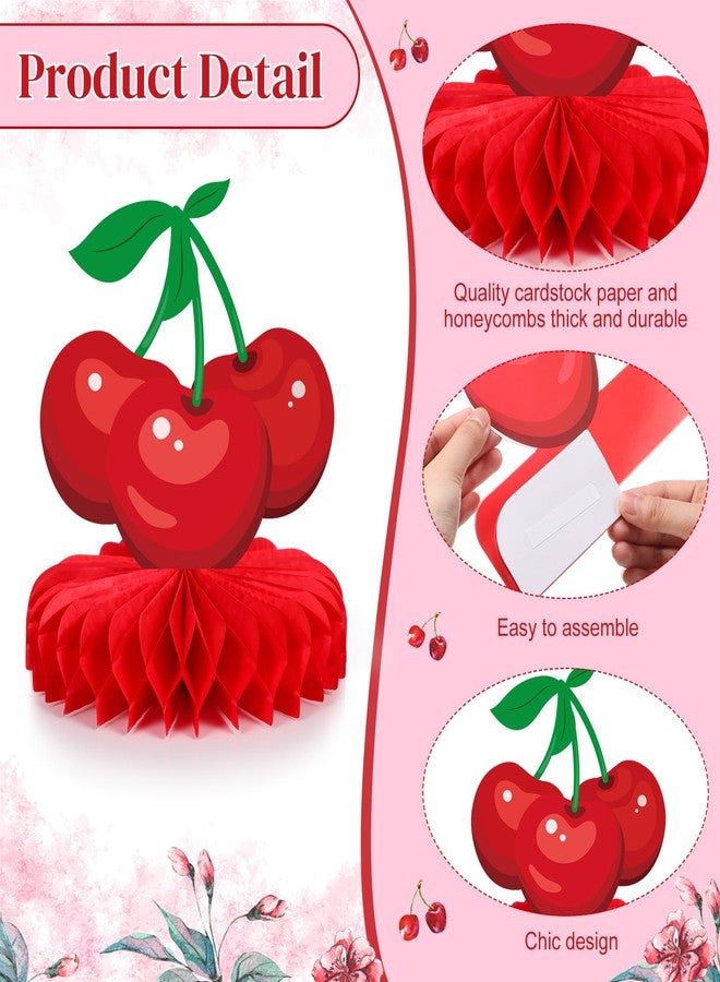 Faccito 9 Pcs Cherry Honeycomb Centerpiece Cherry Party Decor Cherries Paper Table Centerpieces for Birthday Baby Shower Party Supplies Decor - Image 3