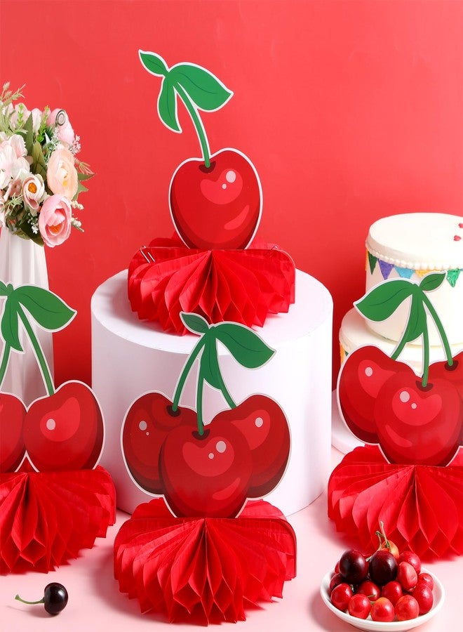 Faccito 9 Pcs Cherry Honeycomb Centerpiece Cherry Party Decor Cherries Paper Table Centerpieces for Birthday Baby Shower Party Supplies Decor - Image 5