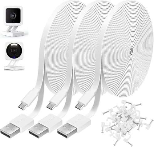 Uogw 3 Pack 10FT Power Extension Cable Compatible with Wyze Cam, Eufy, Kasa, Nest, Blink - USB to Micro USB Durable Charging and Data Sync Cord for Security Camera - Image 1