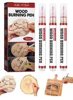 JUE-FISH Wood Burning Pen, 3PC Scorch Pen Scorch Markers For Wood, Wood Burning Kit Scortch Pen For Artists And Beginners In DIY Wood Projects, Easy Use And Holiday Decoration  - Image 1