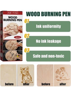 JUE-FISH Wood Burning Pen, 3PC Scorch Pen Scorch Markers For Wood, Wood Burning Kit Scortch Pen For Artists And Beginners In DIY Wood Projects, Easy Use And Holiday Decoration  - Image 3