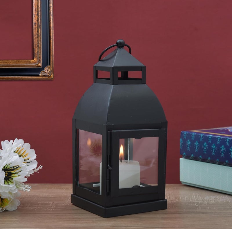 Houzzplus Handicraft Classic Style Glass Iron Lantern with One Candle IronHanging LanternLantern for Home DecorationCandle Holders for Home Decor Pack of 1 - Image 1
