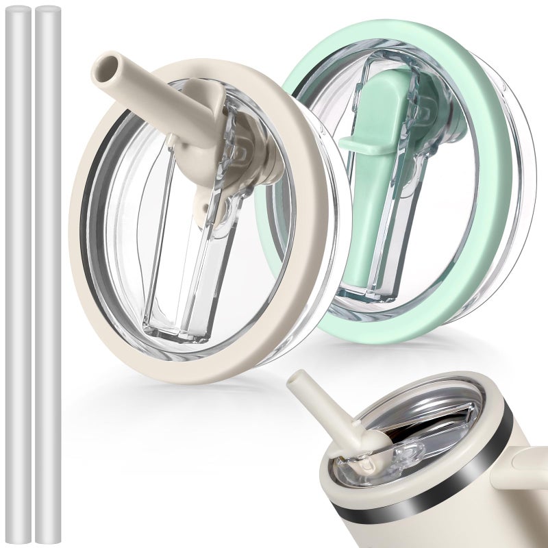 ANTAND 2 Pack Flip Straw Lid Replacement 40 oz Fit for Stanley  Leak Proof for Stanley Lid  Spill Proof 40oz Tumbler Lid Replacement Reusable Tumbler Cover Compatible with 40oz Stanley Cup Accessories - Image 1