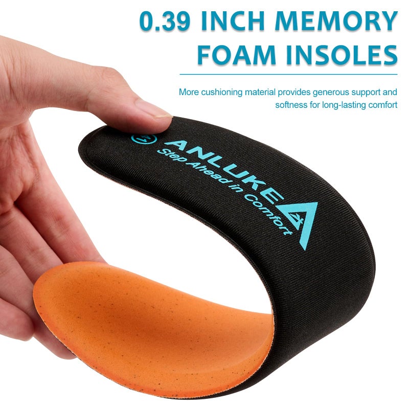 ANLUKE Memory Foam Insoles for Men & Women - Replacement Cushion Shoe Inserts for Work Boots, Running Shoes, Hiking, Sneakers & Loafers - Shock Absorbing Support for Foot Pain Relief & All-Day Comfort Black - Image 5
