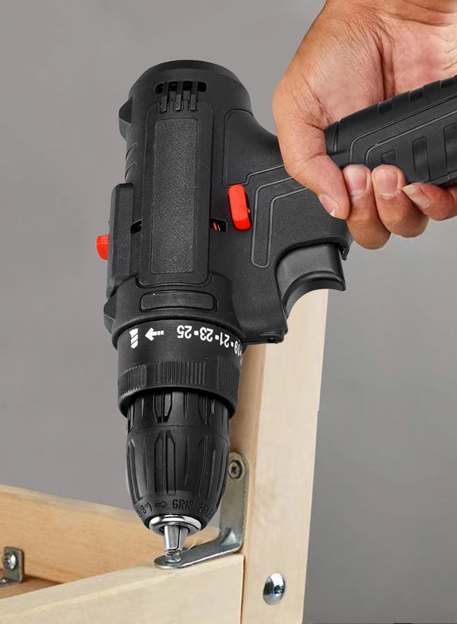 ALongDeng 48V Cordless Drill Set Power Drill Kit with 2 Pcs Battery 25 Position 2 Variable Speed 3/8'' Keyless Chuck Fast Charger and 24 Pcs Accessories with Case - Image 5