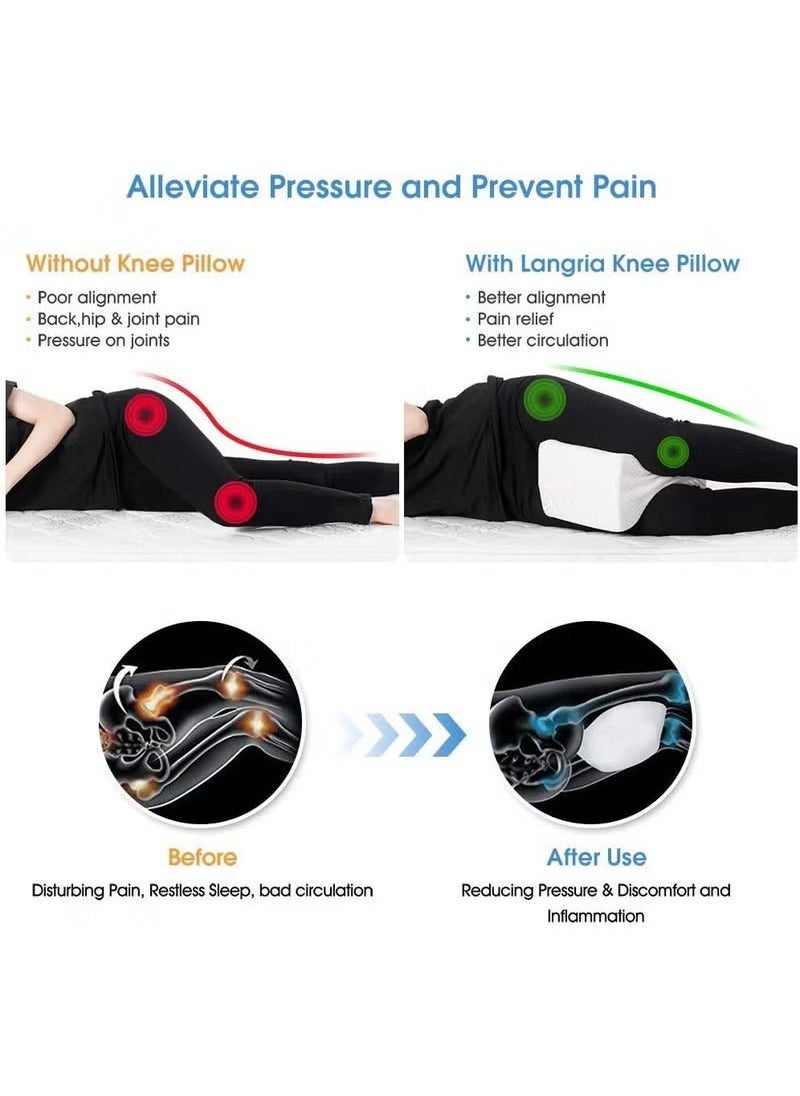 Gravity Knee Pillow for Side Sleepers – Contoured Orthopedic Leg Support Cushion for Back, Hip, Sciatica & Pregnancy Pain Relief – High-Density Memory Foam Wedge Pillow with Removable Washable Cooling Cover – Comfortable Sleep Aid in White - Image 4