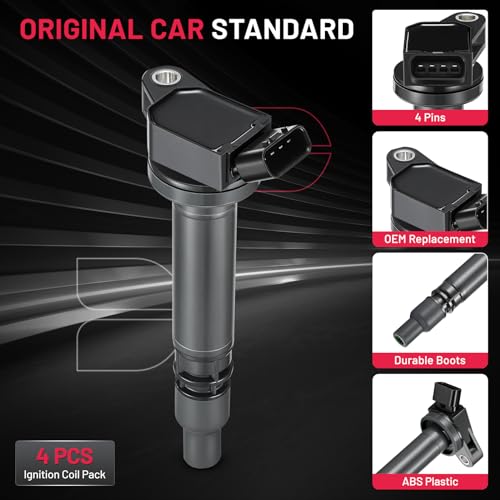 BDFHYK Ignition Coil Pack Set of 4 Compatible with Toyota RAV4 4Runner Tundra Camry Sequoia Lexus GX460 LS460 IS250 IS350 LS460 Scion tC Replacement for UF507 90919-02256 C1596 - Image 5