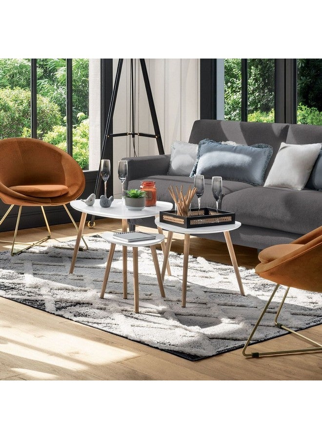 atmosphera 3-Piece Mileo Nesting Table White and Beige 65.5 x 9.5 x 68.2 cm 157052A - Image 5