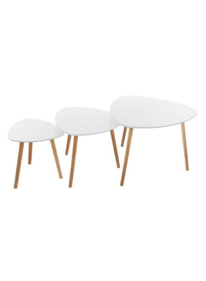 atmosphera 3-Piece Mileo Nesting Table White and Beige 65.5 x 9.5 x 68.2 cm 157052A - Image 1