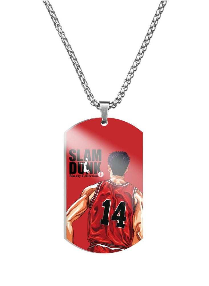 KUYING New Slam Dunk Color Printed Stainless Steel Necklace 