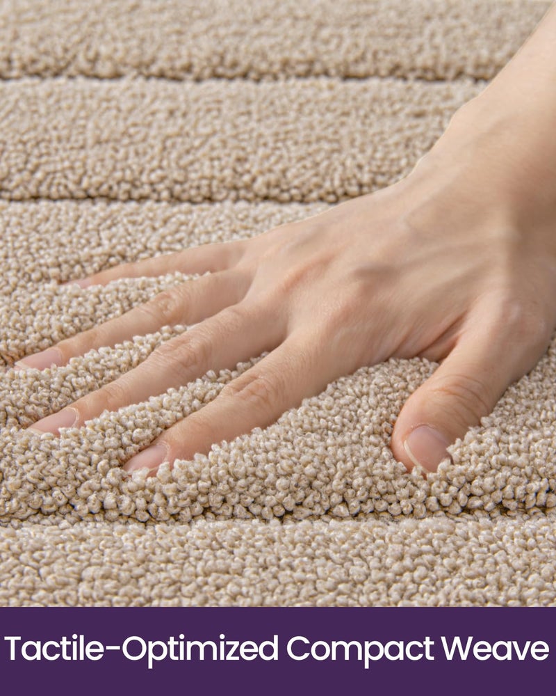 DEXI Bathroom Rug 24x16, Non Slip Washable Bath Mat for Shower Floor, Absorbent Soft Bathmat with Rubber Backing, Quick Dry Microfiber Carpet, Beige - Image 3