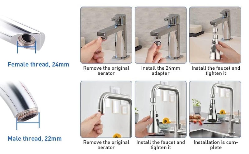 SHREE HANS CREATION 360° Movable Aerator - Rotatable Tap Swivel Head Infinity 3 Mode Dual Flow Kitchen Sink Faucet Shower Water Sprayer - Image 3