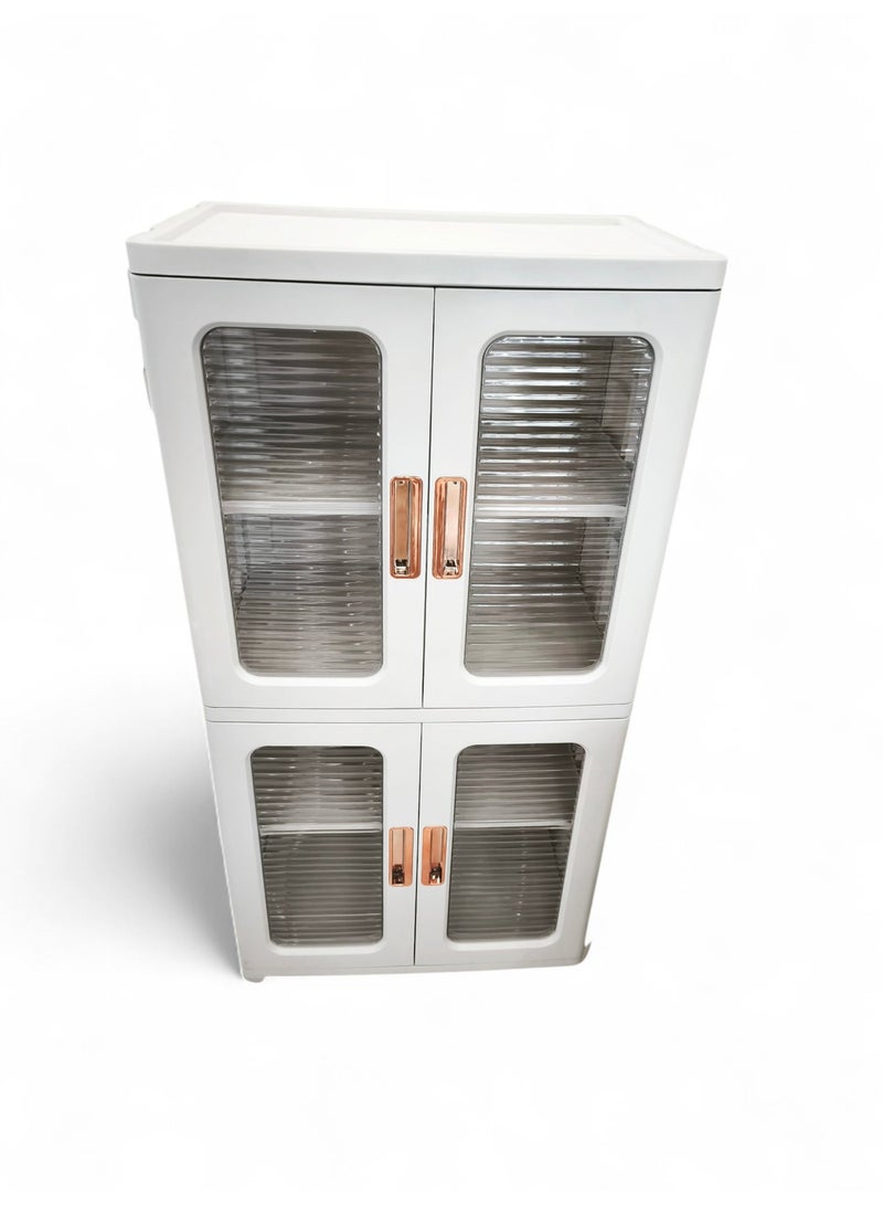 Storage Cabinet Collapsible with 4 Doors and Wheels for Mutipurpose Storage at Home or Office - Image 1