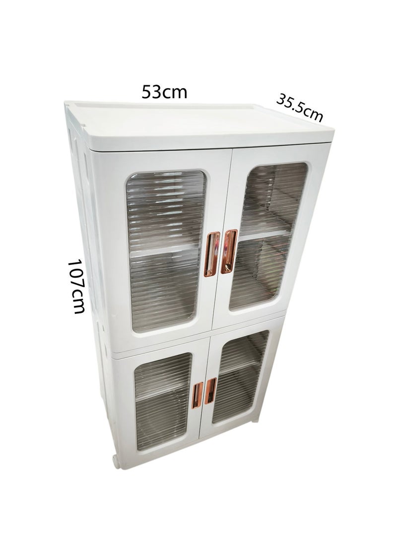 Storage Cabinet Collapsible with 4 Doors and Wheels for Mutipurpose Storage at Home or Office - Image 3