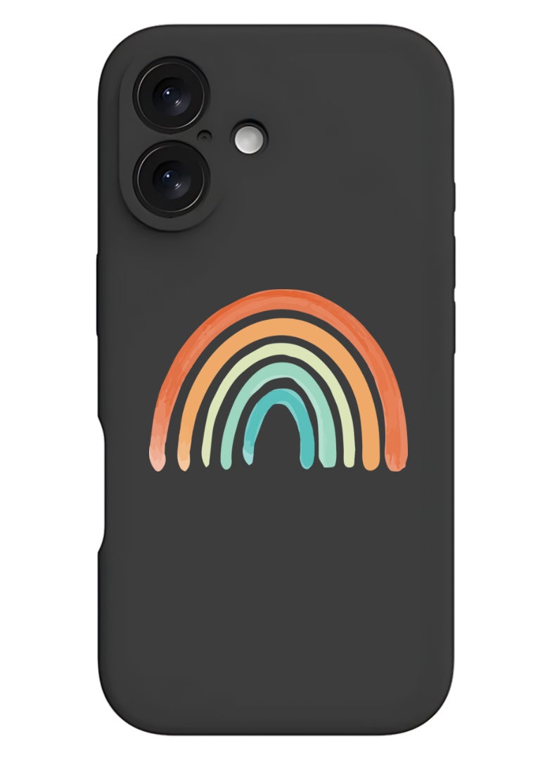 Theodor iPhone 16 Plus Black Protective Slim Fit Case Liquid Silicone Cover with Full Body Protection Anti-Scratch Shockproof Case For iPhone - Rainbow - Image 1