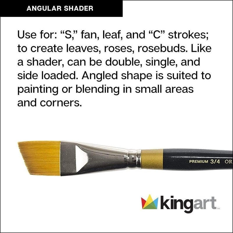 Premium Original Gold 9400-5/8 Angular Shader Series Artist Brush, Golden Taklon Synthetic Hair, Short Handle, for Acrylic, Watercolor, Oil and Gouache Painting, Size 5/8"
