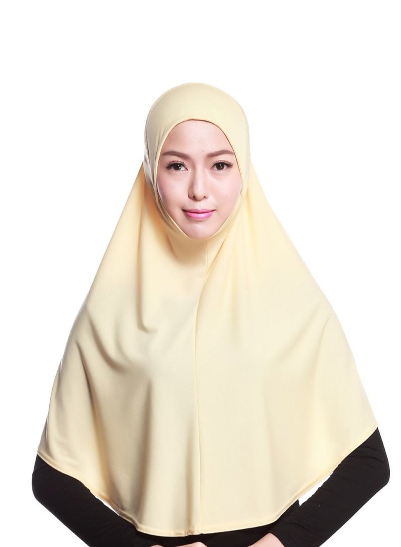 Loquat Women's Solid Color Long Hijab Casual Raglan Sleeve Shawl With Hijab Beige - Image 1