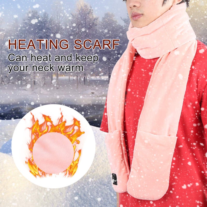 USB Heated Scarf 3 Temperature Settings Super Soft Velvet Neck Warmer Pink for Outdoor Skiing Camping - Image 5