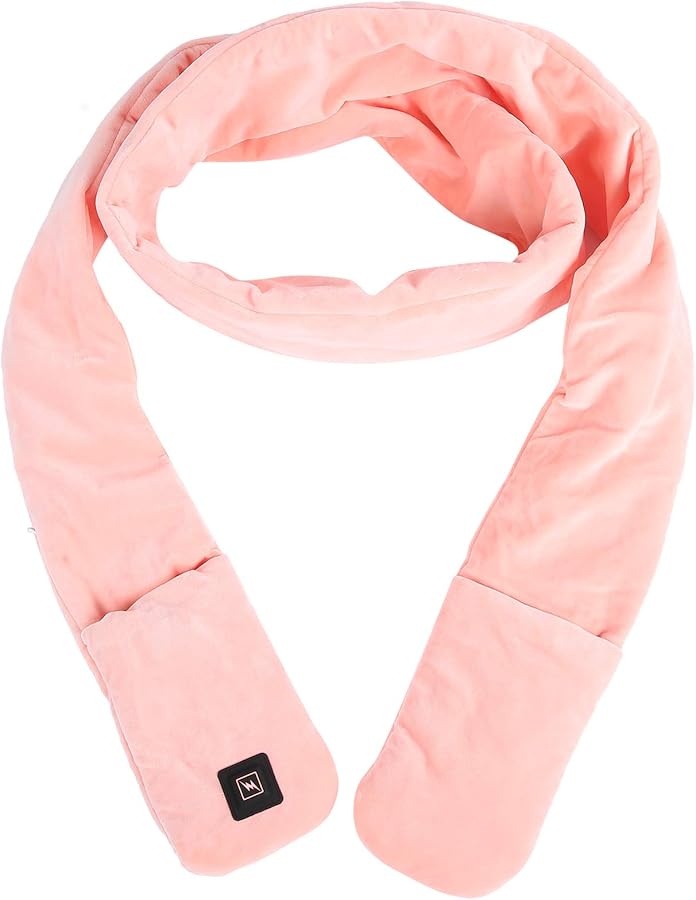 USB Heated Scarf 3 Temperature Settings Super Soft Velvet Neck Warmer Pink for Outdoor Skiing Camping - Image 1
