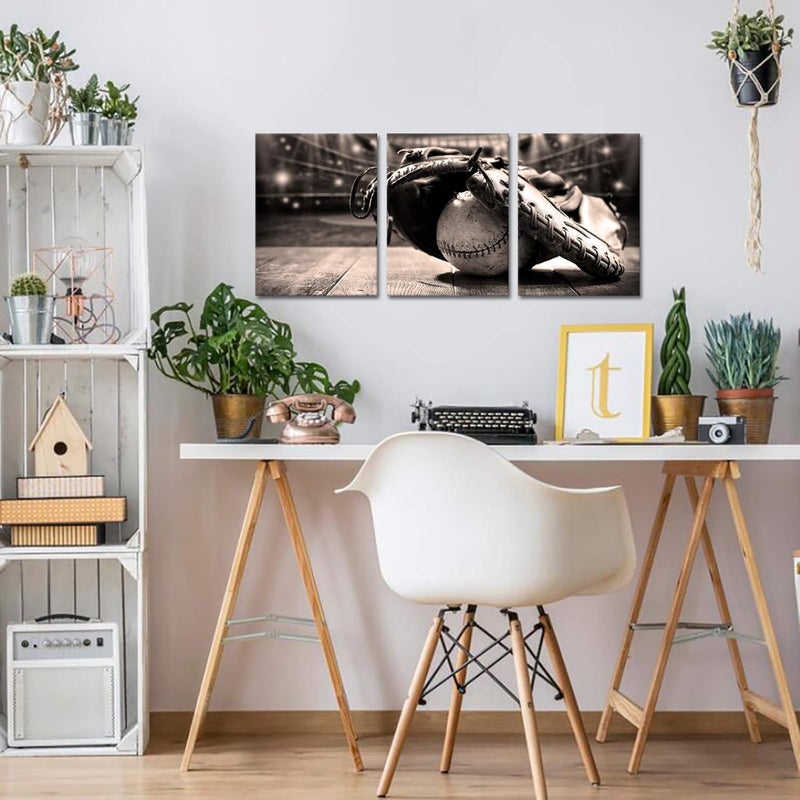 Kalormore Sepia Baseball Canvas Wall Art - Image 2