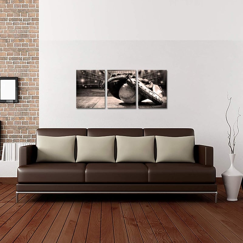 Kalormore Sepia Baseball Canvas Wall Art - Image 3