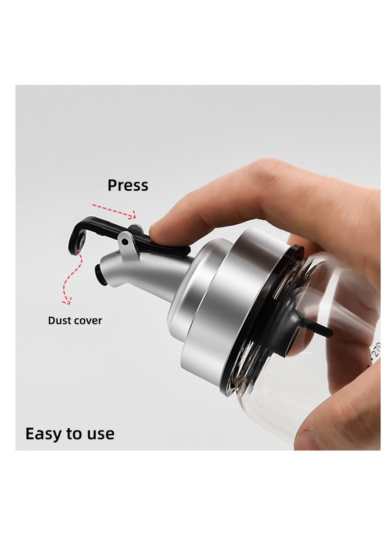 NOVOLAN 3PCS Oil Dispenser Bottle Oil Vinegar Cruet Kitchen Thickened Glass Soy Sauce Bottle Oil Pot Leak-Proof Stainless Steel Oil Pot Seasoning Bottle Dust Cover Nozzle 200ml 300ml 500ml (#2) - Image 5