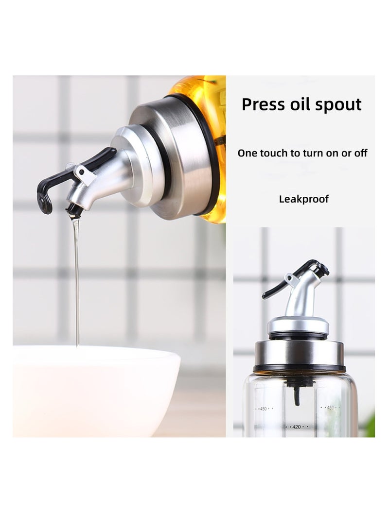 NOVOLAN 3PCS Oil Dispenser Bottle Oil Vinegar Cruet Kitchen Thickened Glass Soy Sauce Bottle Oil Pot Leak-Proof Stainless Steel Oil Pot Seasoning Bottle Dust Cover Nozzle 200ml 300ml 500ml (#2) - Image 2
