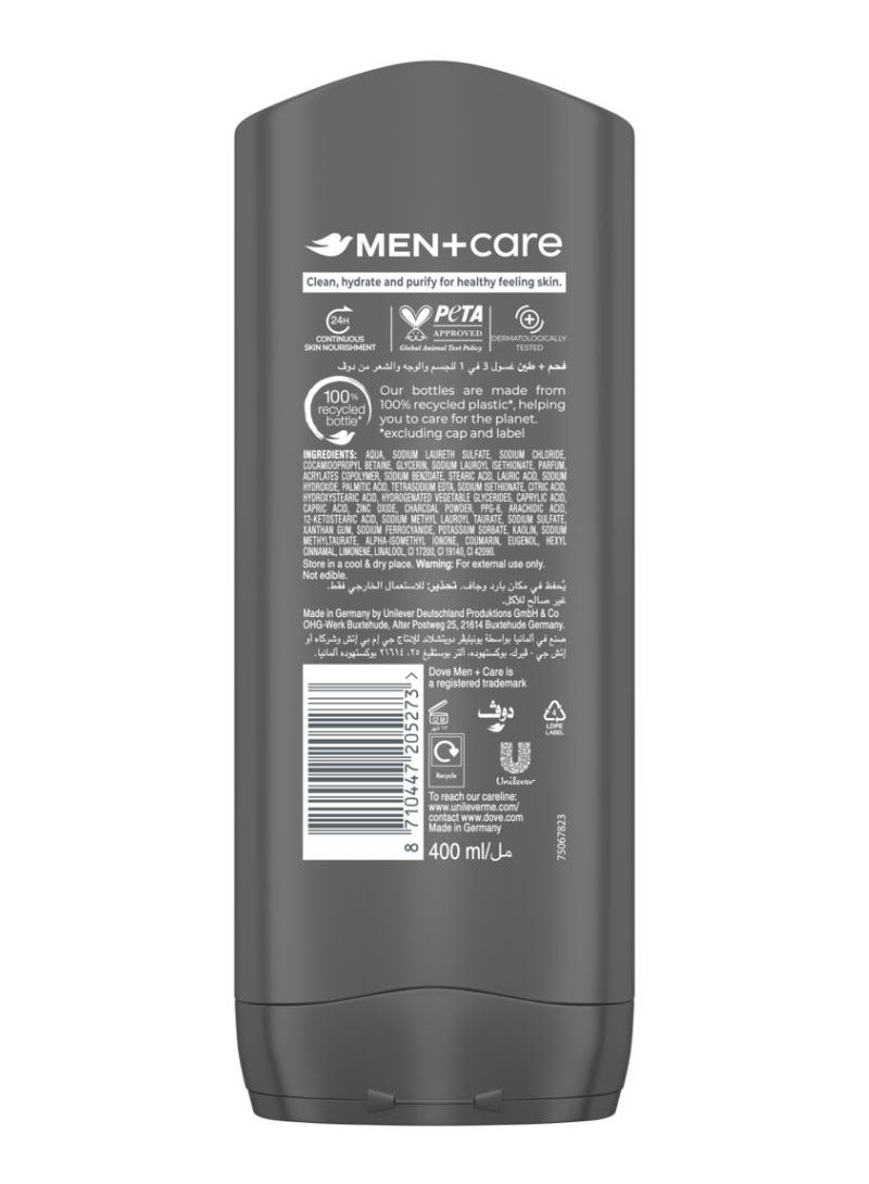 Dove Men+Care Charcoal And Clay 3In1 Purifying Cleanser  - Image 2