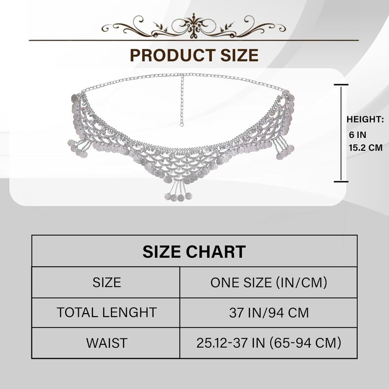 Vritraz Women's Belly Dance Tower Shape Metal Hip Scarf - Image 4