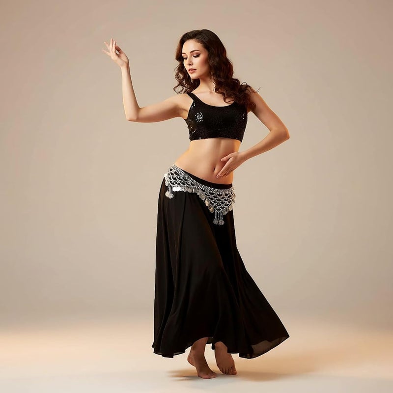 Vritraz Women's Belly Dance Tower Shape Metal Hip Scarf - Image 3