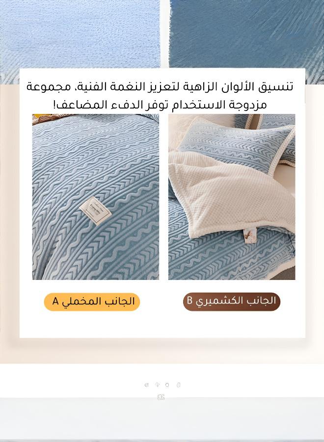 بطانية شتوية سميكة للغاية ودافئة من صوف الحملان المرجاني — بطانية أريكة ناعمة ومريحة للغاية. مصنوعة من مواد عالية الجودة، هذه البطانية ذات الطبقتين فائقة النعومة بقياس 180 × 200 سنتيمتر. - Image 4