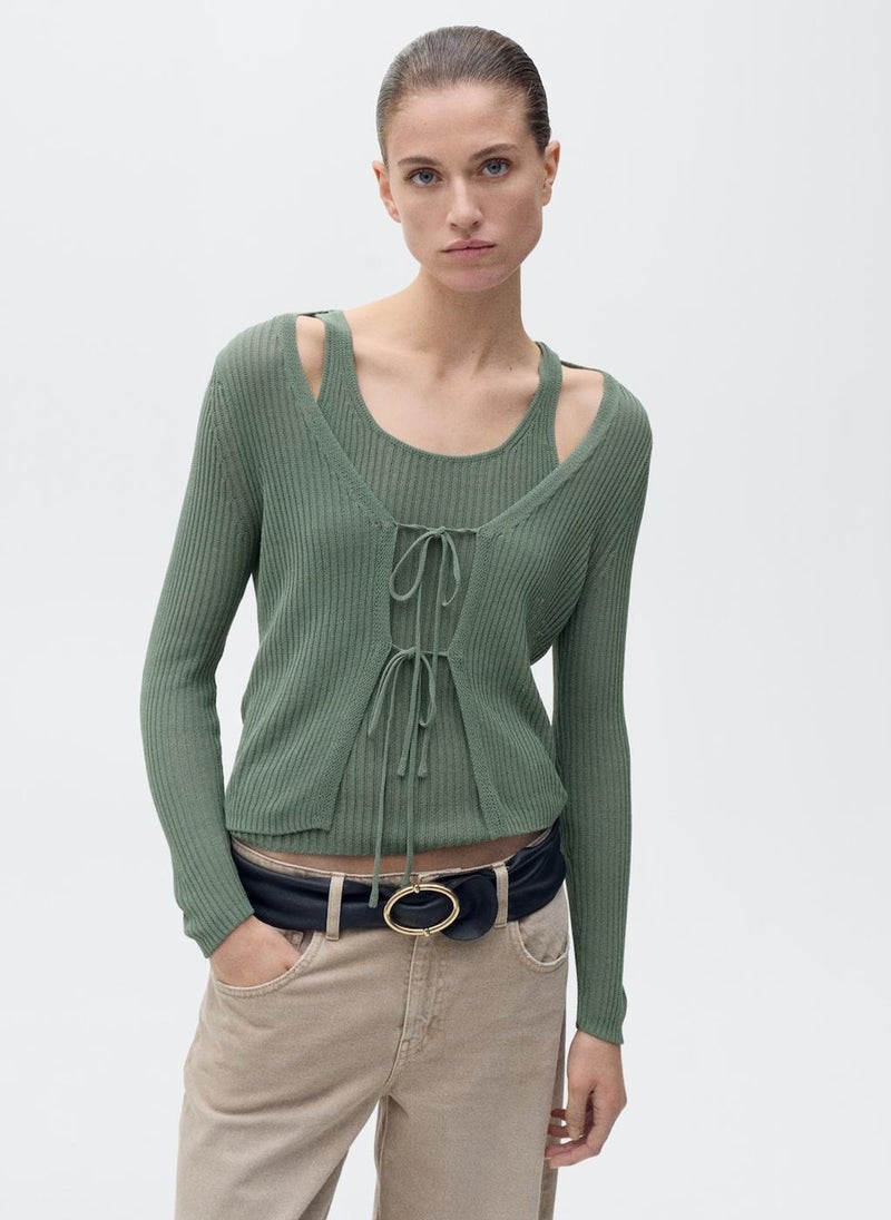 MANGO Casual Chunky Rib-Knit Top  - Image 1