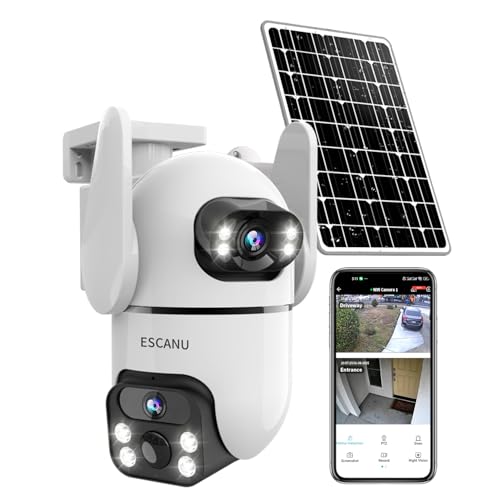 إسكانو ESCANU Dual Lens Security Cameras Wireless Outdoor For Home Security Ultra Resolution Audio Color Night Vision Motion Detection Ptz 360 Coverage Monthly Fee IP65 Waterproof PTZ360