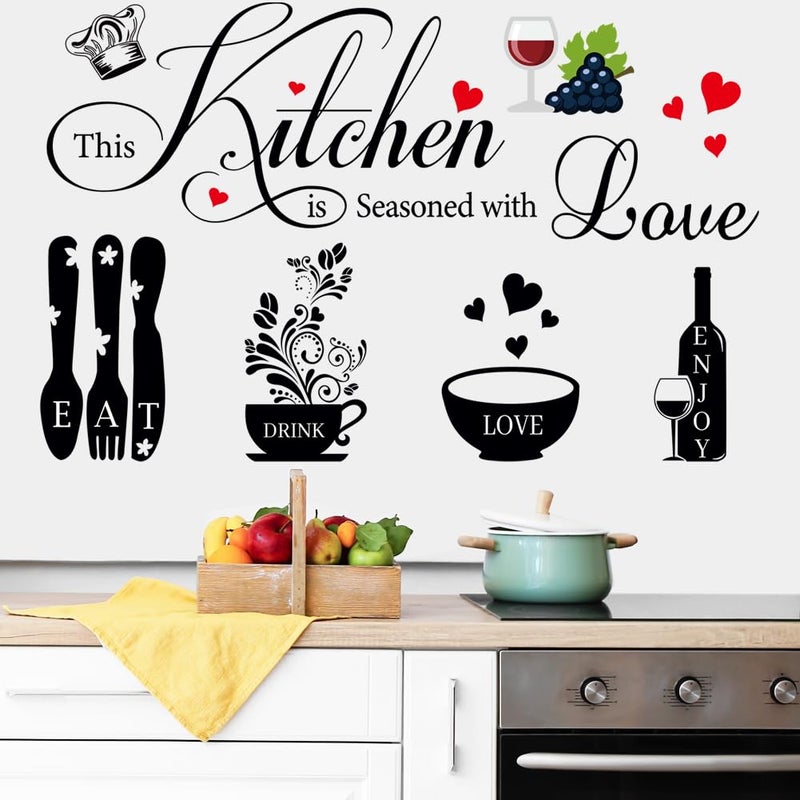 Kitchen Wall Decals Wall Arts Stickers Dining Room Rules Decal Decor Kitchen Utensil Vinyl Home Decor forOffice School Coffee Shop Decor