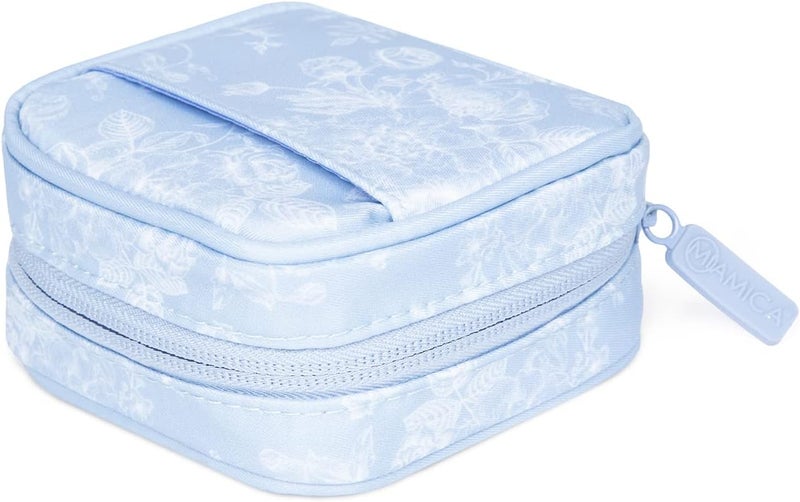 Miamica Electronic Blue Floral Organizer Small Travel Cable Organizer Bag for Cables Charger Phone USB Earphones - Image 1